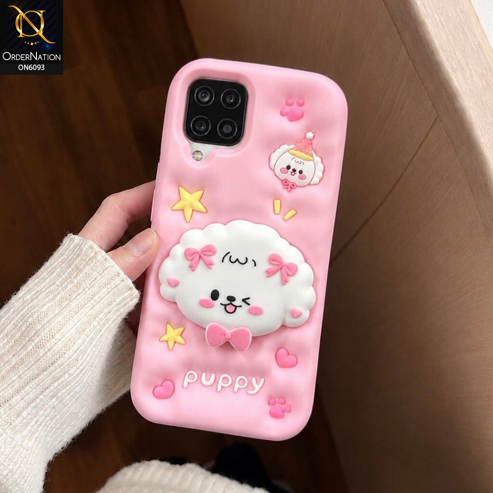 Samsung Galaxy A12 Cover - Pink - Aesthetic 3D Silicone Shockproof Luxury Cover