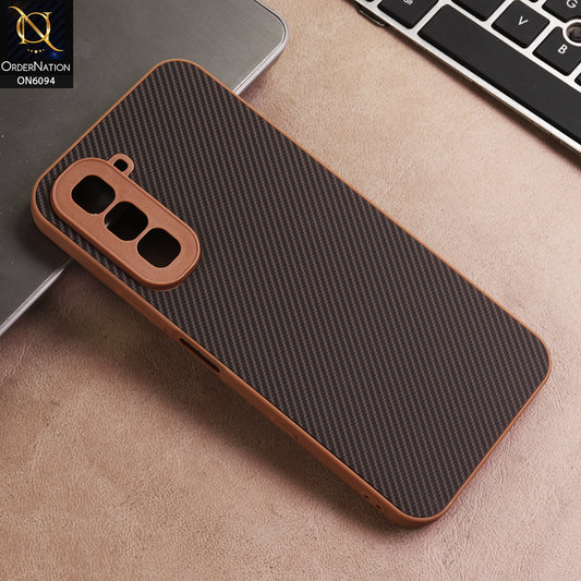 Infinix Hot 70 Cover - Brown - New Deluxe High Quality Matte Soft Tpu Carbon Fiber Texture Case
