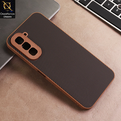 Infinix Hot 70 Cover - Brown - New Deluxe High Quality Matte Soft Tpu Carbon Fiber Texture Case