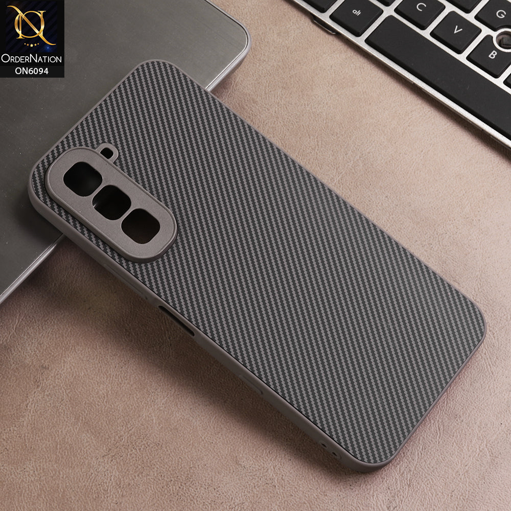 Infinix Hot 70 Cover - Gray - New Deluxe High Quality Matte Soft Tpu Carbon Fiber Texture Case