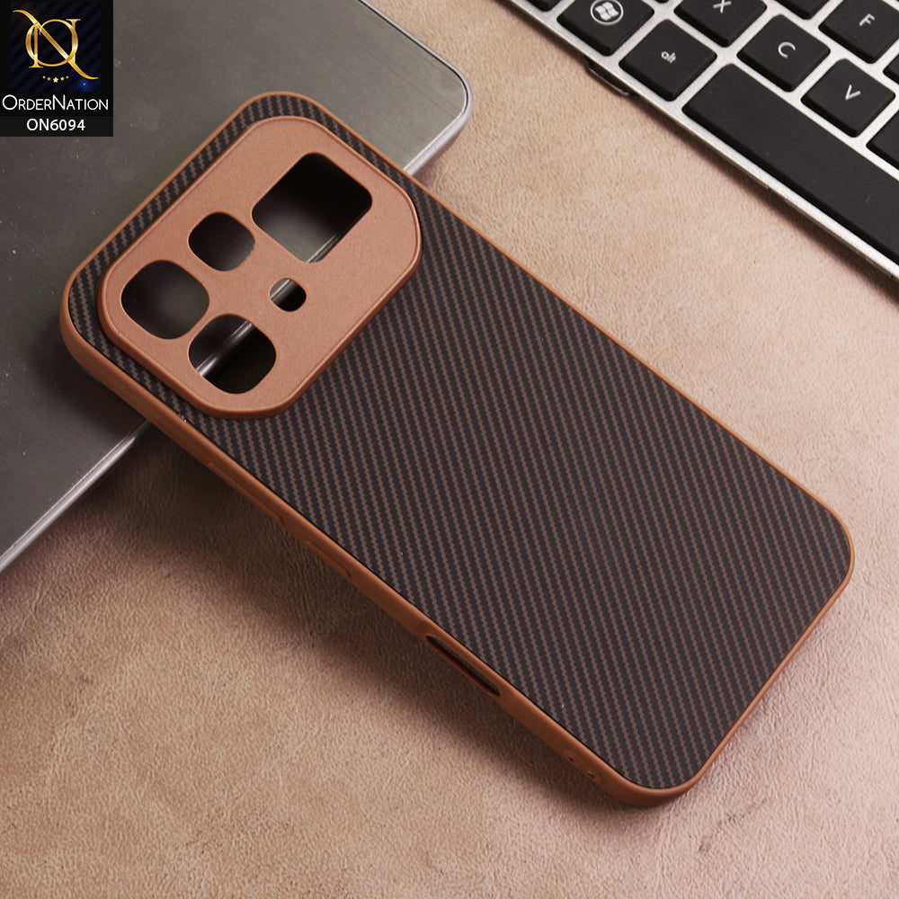 Infinix Note 60 Cover - Brown - New Deluxe High Quality Matte Soft Tpu Carbon Fiber Texture Case