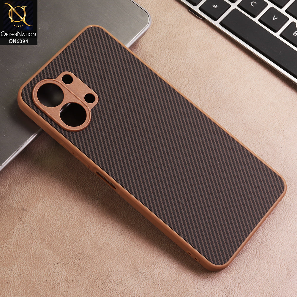 Tecno Spark Go 3 Cover - Brown - New Deluxe High Quality Matte Soft Tpu Carbon Fiber Texture Case