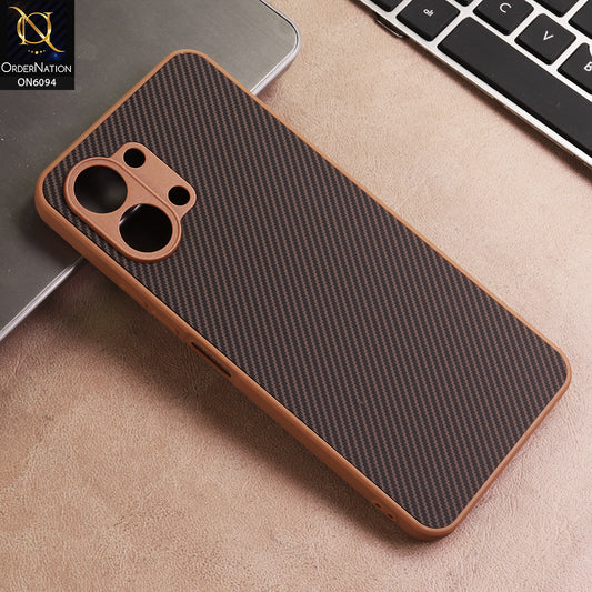 Tecno Spark Go 3 Cover - Brown - New Deluxe High Quality Matte Soft Tpu Carbon Fiber Texture Case