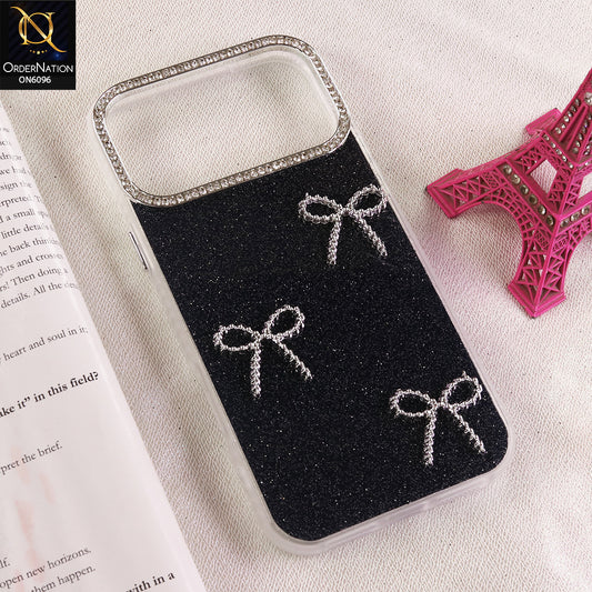 iPhone 17 Pro Max Cover - Black - Premium Sparkle Bow with Crystal Camera Frame Protective Cover