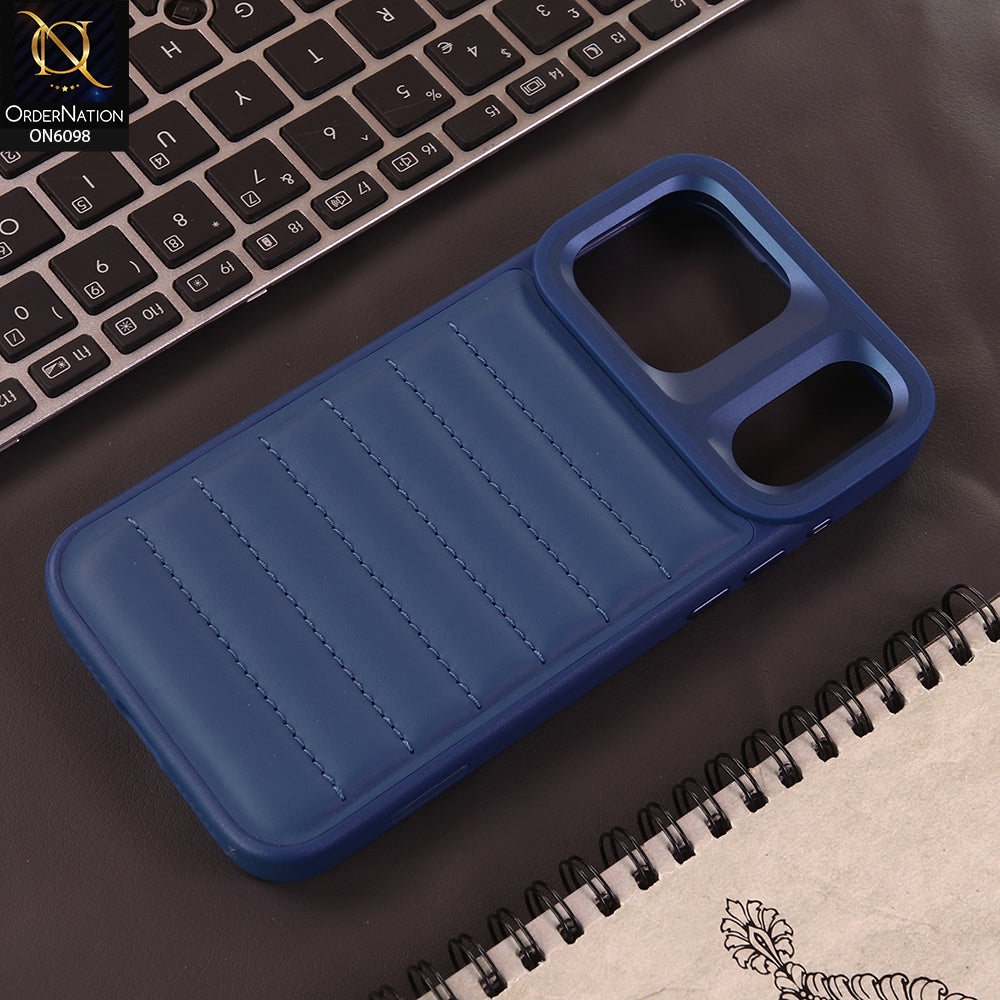 iPhone 17 Pro Cover  - Blue - Premium Quality Linear Quilted Texture Mobile Cover | Stylish Protective Shockproof Back Case