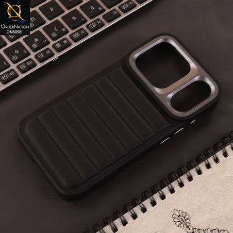 iPhone 17 Pro Max Cover  - Black - Premium Quality Linear Quilted Texture Mobile Cover | Stylish Protective Shockproof Back Case