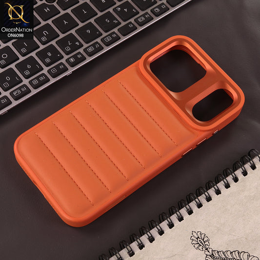 iPhone 17 Pro Max Cover  - Orange - Premium Quality Linear Quilted Texture Mobile Cover | Stylish Protective Shockproof Back Case