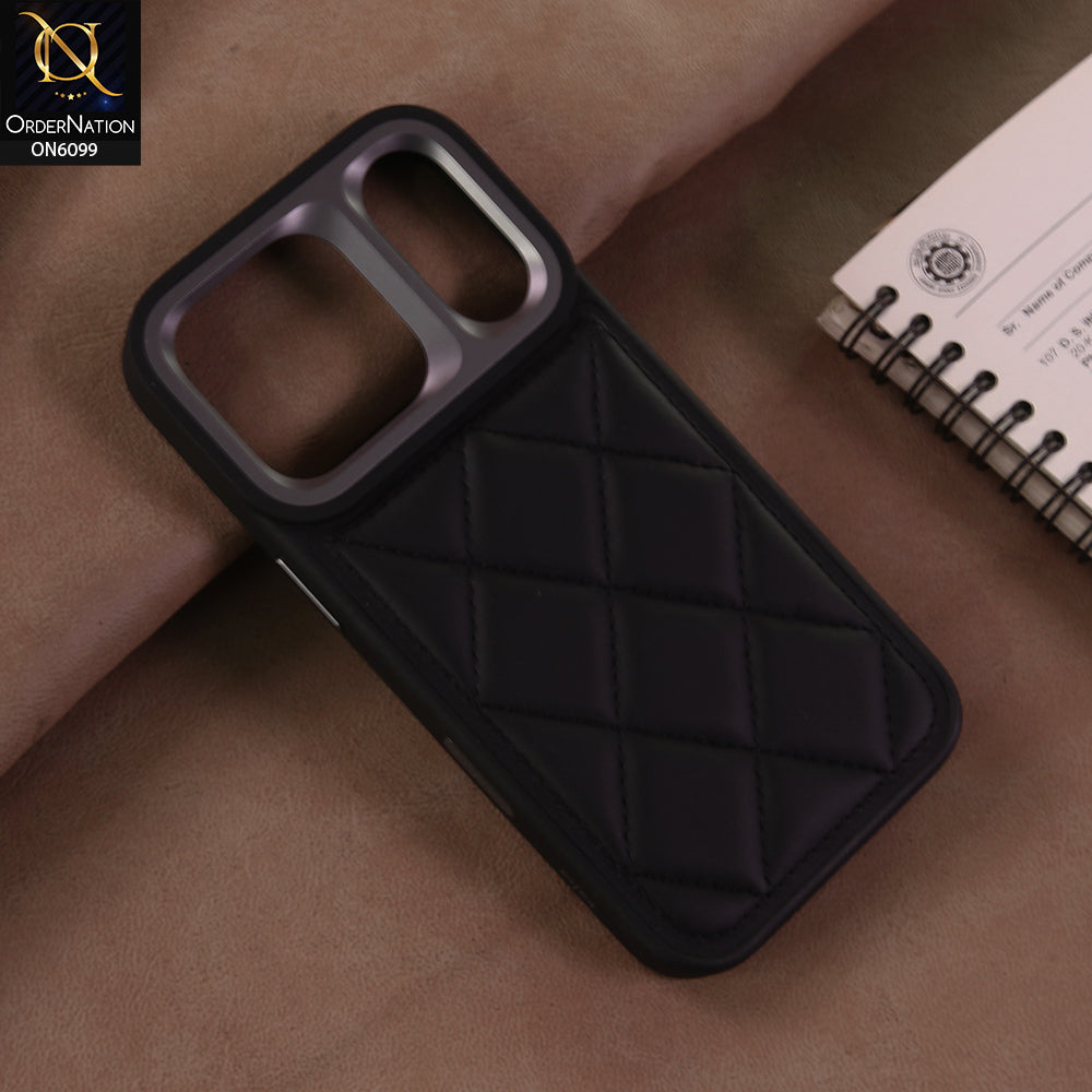 iPhone 17 Pro Cover  - Black - Premium Quality Quilted Texture Mobile Cover | Stylish Protective Shockproof Back Case