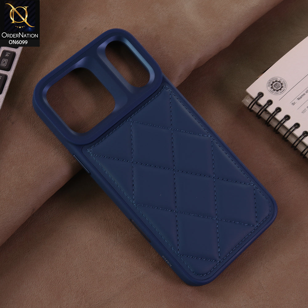 iPhone 17 Pro Max Cover  - Blue - Premium Quality Quilted Texture Mobile Cover | Stylish Protective Shockproof Back Case