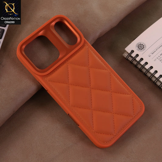 iPhone 17 Pro Max Cover  - Orange - Premium Quality Quilted Texture Mobile Cover | Stylish Protective Shockproof Back Case