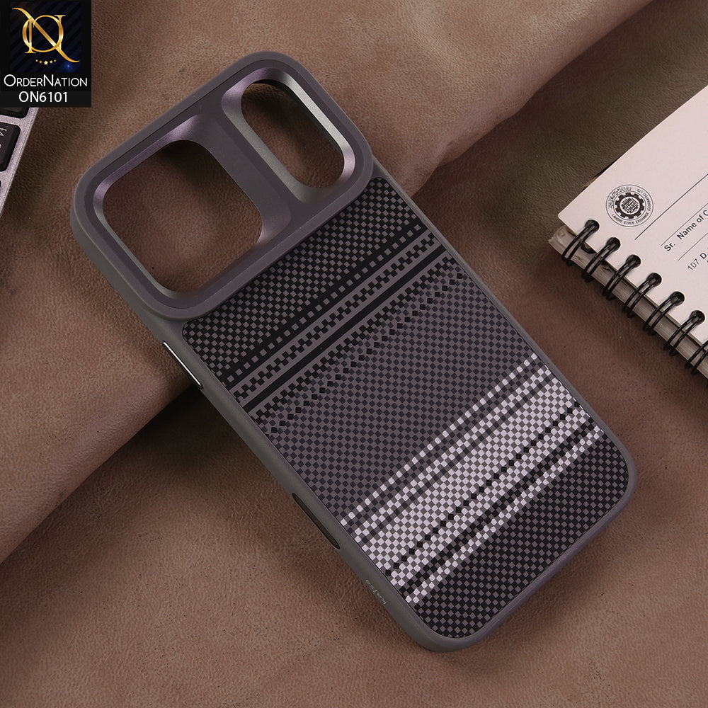 iPhone 17 Pro Cover  - Gray - Classic Grid-Texture Protective Mobile Jacket | Premium Matte Finish Back Case