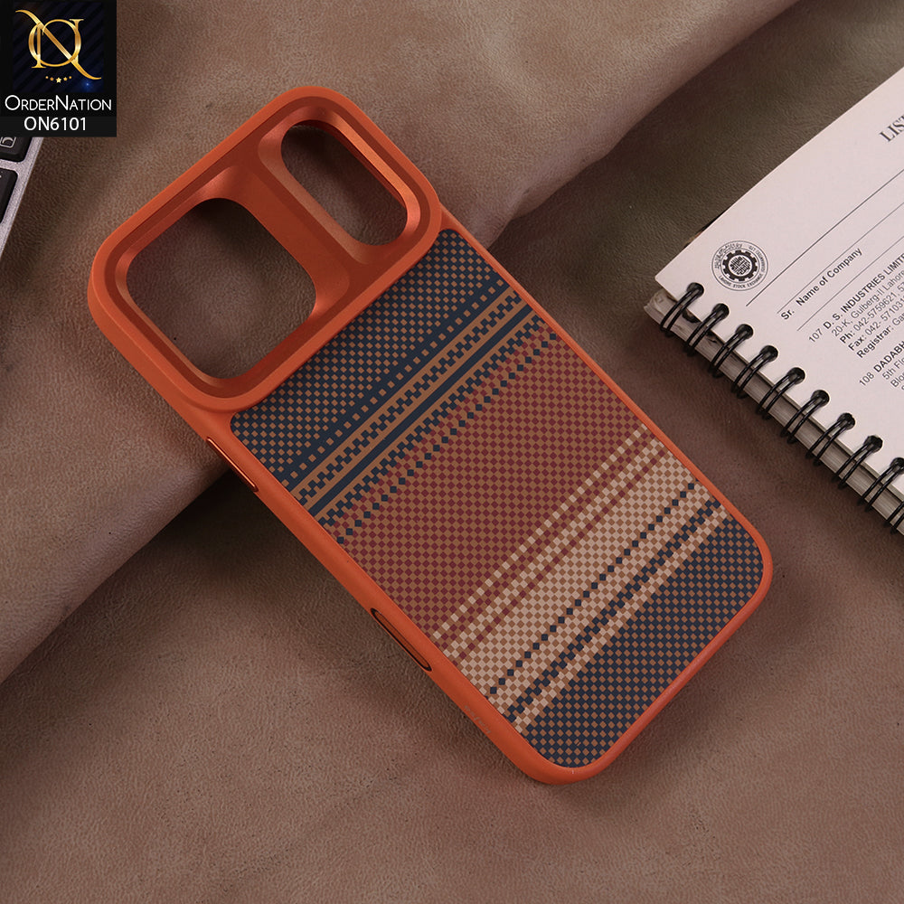 iPhone 17 Pro Cover  - Orange - Classic Grid-Texture Protective Mobile Jacket | Premium Matte Finish Back Case