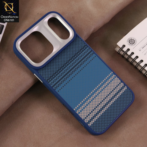 iPhone 17 Pro Max Cover  - Blue - Classic Grid-Texture Protective Mobile Jacket | Premium Matte Finish Back Case