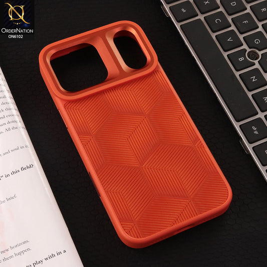 iPhone 17 Pro Max Cover - Orange - Premium 3D Geometric Textured Shockproof Phone Case with Camera Protection