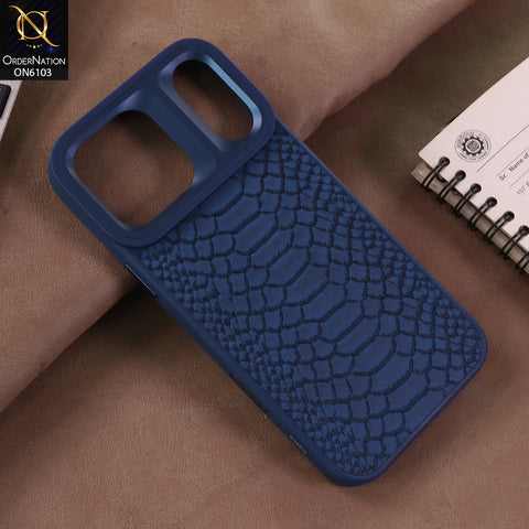 iPhone 17 Pro Max Cover  - Blue - Premium Embossed Leather Case with Camera Protection Bumper | Shockproof Protective Mobile Cover