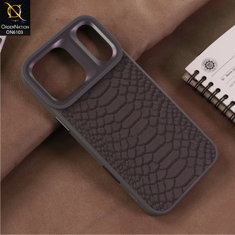 iPhone 17 Pro Max Cover  - Gray - Premium Embossed Leather Case with Camera Protection Bumper | Shockproof Protective Mobile Cover