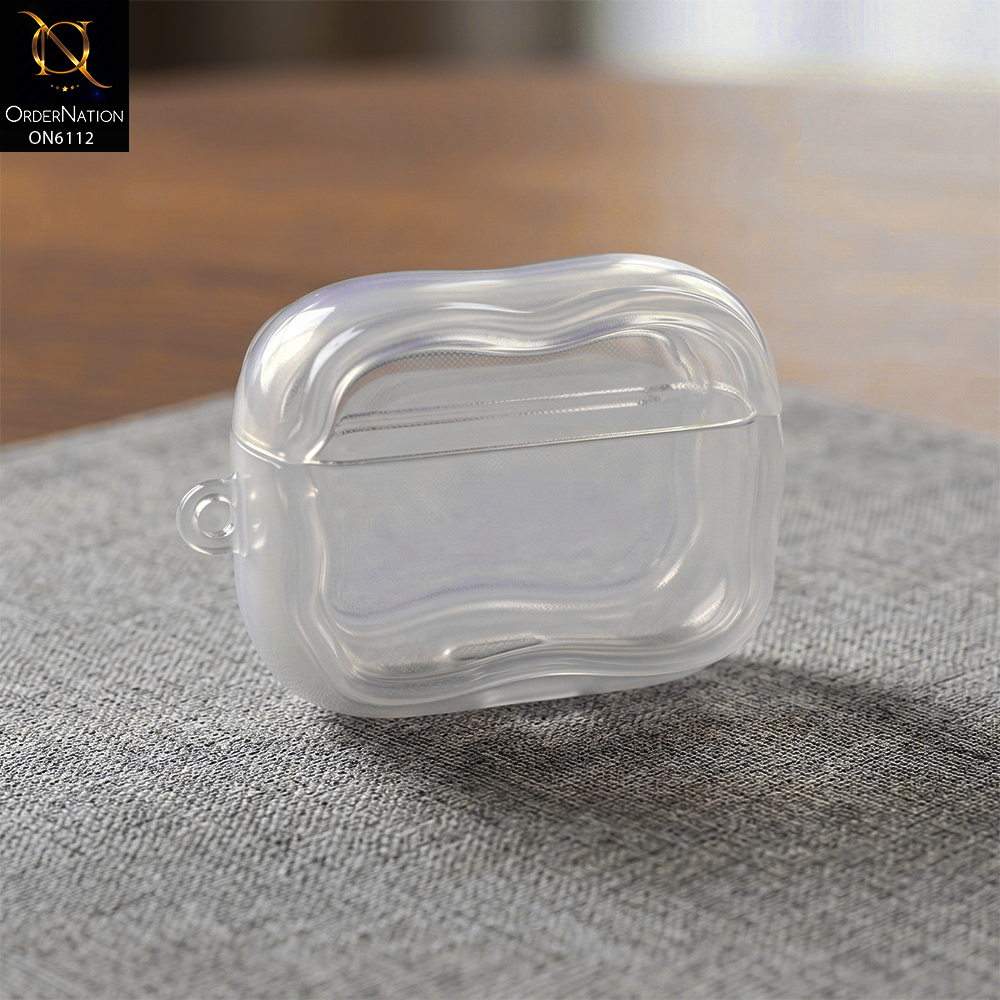 Apple Airpods Pro 3 Cover - Transparent - Shockproof Wavy Border Translucent Protective Case for AirPods Pro 3