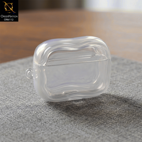 Apple Airpods Pro 3 Cover - Transparent - Shockproof Wavy Border Translucent Protective Case for AirPods Pro 3