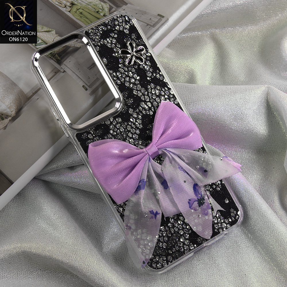 Xiaomi Redmi A7 Pro Cover - Black - Shockproof Clear Edge Bumper Case with Premium Glitter & 3D Ribbon Cover