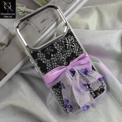 Infinix Note 60 Cover - Black - Shockproof Clear Edge Bumper Case with Premium Glitter & 3D Ribbon Cover
