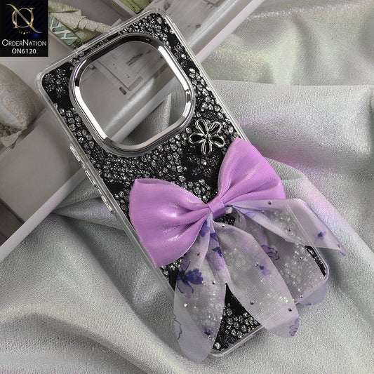 Xiaomi Redmi Note 15 Cover - Black - Shockproof Clear Edge Bumper Case with Premium Glitter & 3D Ribbon Cover
