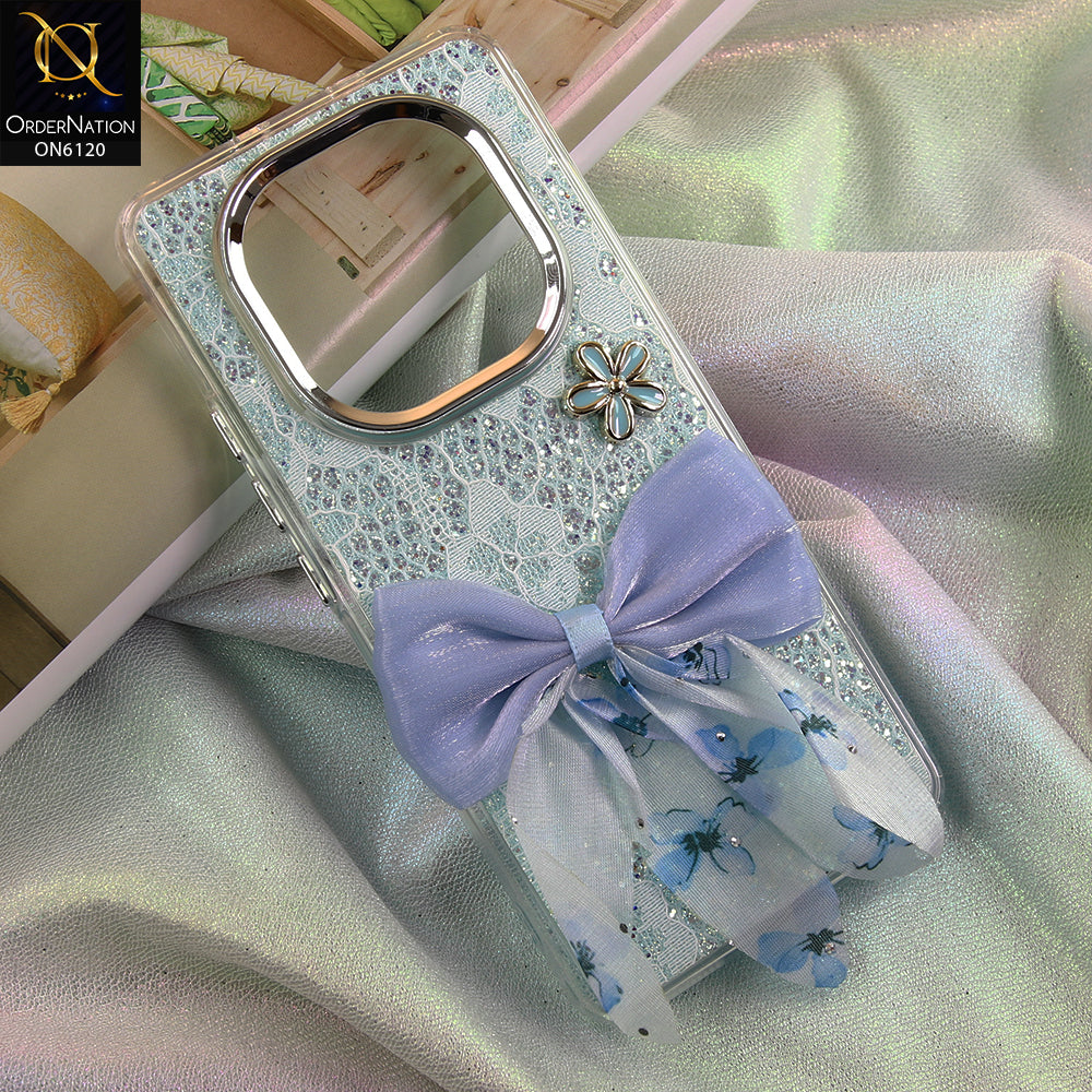 Xiaomi Redmi Note 15 Cover - Green - Shockproof Clear Edge Bumper Case with Premium Glitter & 3D Ribbon Cover