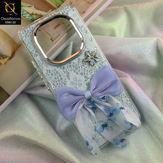 Xiaomi Redmi Note 15 Cover - Green - Shockproof Clear Edge Bumper Case with Premium Glitter & 3D Ribbon Cover