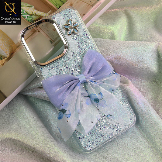 Oppo Reno 15F Cover - Green - Shockproof Clear Edge Bumper Case with Premium Glitter & 3D Ribbon Cover