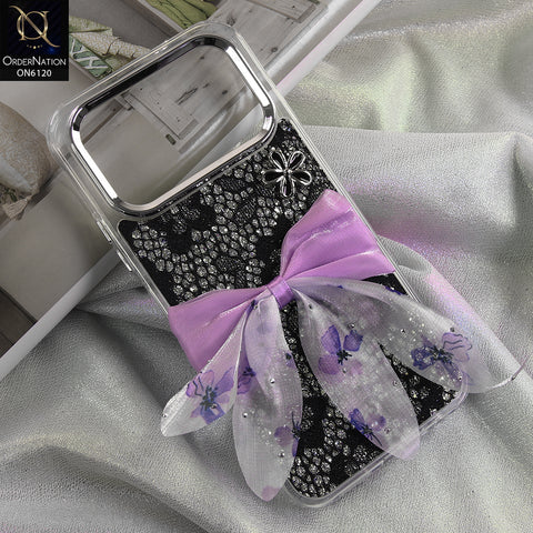 Tecno Spark 50 4G Cover - Black - Shockproof Clear Edge Bumper Case with Premium Glitter & 3D Ribbon Cover
