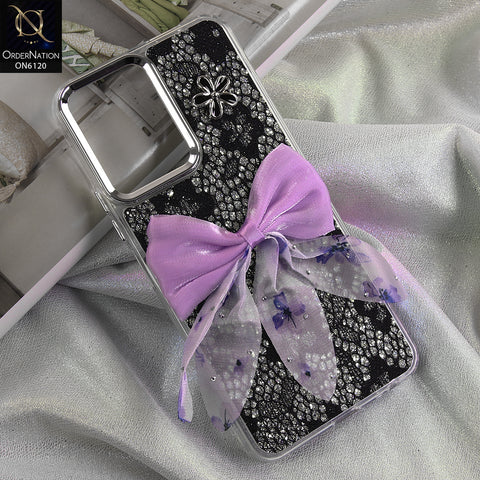 Tecno Spark Go 3 Cover - Black - Shockproof Clear Edge Bumper Case with Premium Glitter & 3D Ribbon Cover