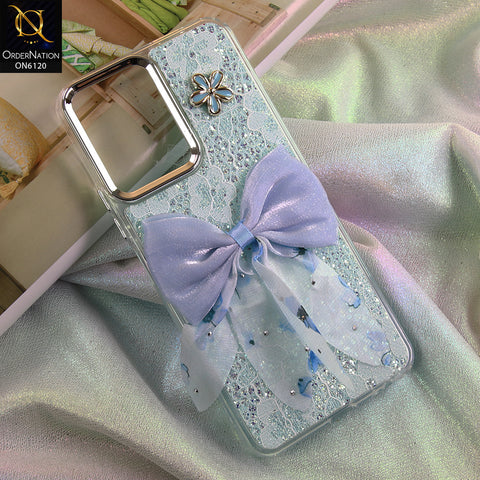 Tecno Spark Go 3 Cover - Green - Shockproof Clear Edge Bumper Case with Premium Glitter & 3D Ribbon Cover