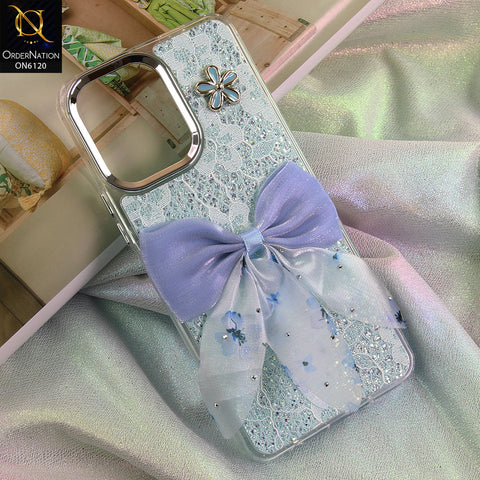 Vivo Y11 5G Cover - Green - Shockproof Clear Edge Bumper Case with Premium Glitter & 3D Ribbon Cover