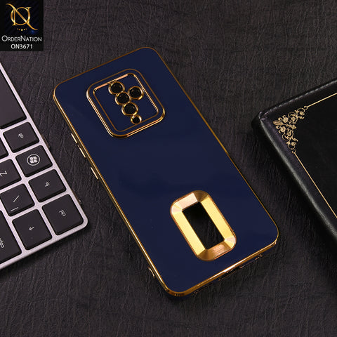Vivo S1 Pro Cover - Blue - Shockproof Clear Edge Bumper Case with Premium Glitter & 3D Ribbon Cover