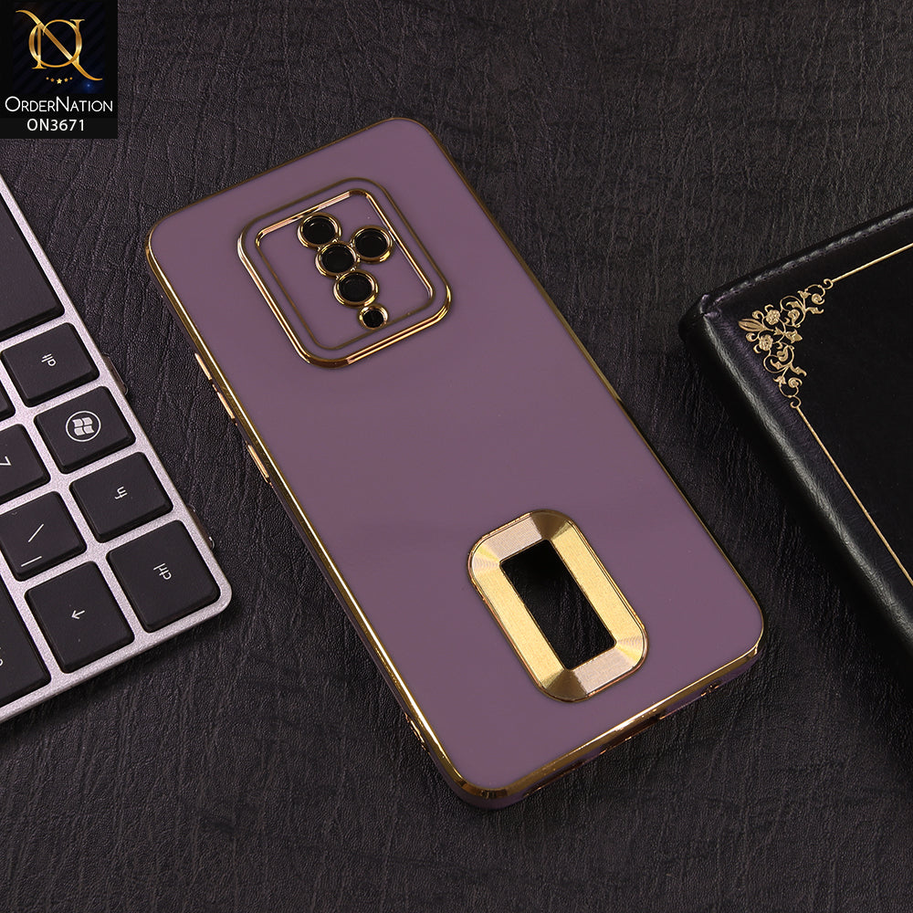 Vivo Y51 (2020 September) Cover - Purple - Shockproof Clear Edge Bumper Case with Premium Glitter & 3D Ribbon Cover