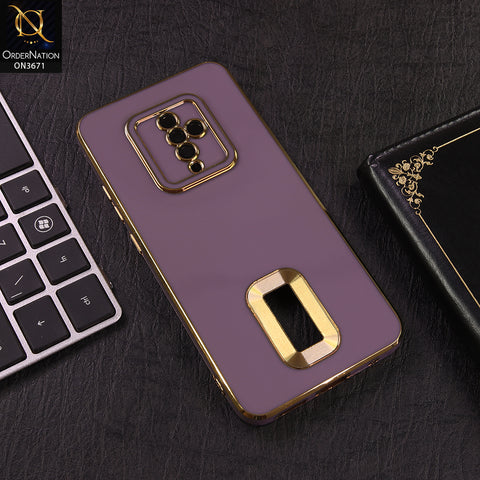 Vivo Y51 (2020 September) Cover - Purple - Shockproof Clear Edge Bumper Case with Premium Glitter & 3D Ribbon Cover