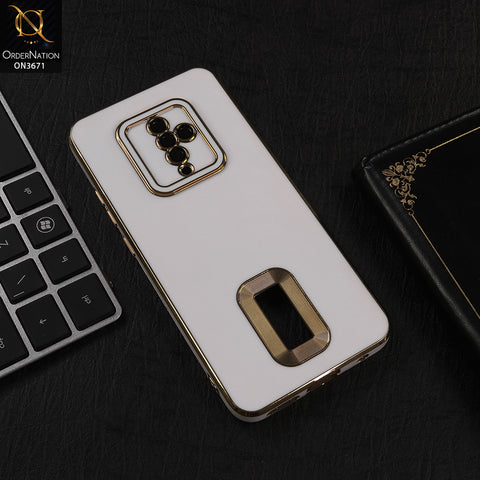 Vivo S1 Pro Cover - White - Shockproof Clear Edge Bumper Case with Premium Glitter & 3D Ribbon Cover