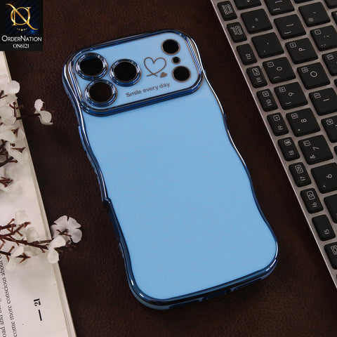 iPhone 17 Pro Max Cover - Blue - Luxury Electroplated Heart Design Glossy Shockproof Phone Case with Camera Lens Protection