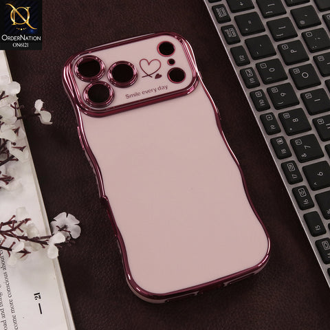 iPhone 17 Pro Max Cover - Light Pink - Luxury Electroplated Heart Design Glossy Shockproof Phone Case with Camera Lens Protection