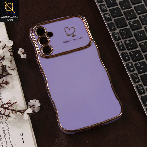 Samsung Galaxy A34 Cover - Purple - Luxury Electroplated Heart Design Glossy Shockproof Phone Case with Camera Lens Protection