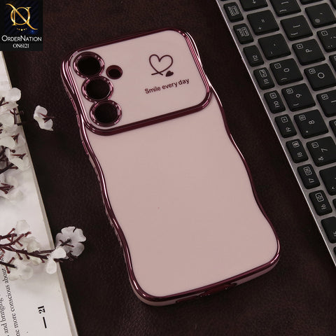 Samsung Galaxy A35 Cover - Light Pink - Luxury Electroplated Heart Design Glossy Shockproof Phone Case with Camera Lens Protection