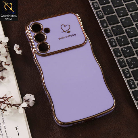 Samsung Galaxy A35 Cover - Purple - Luxury Electroplated Heart Design Glossy Shockproof Phone Case with Camera Lens Protection