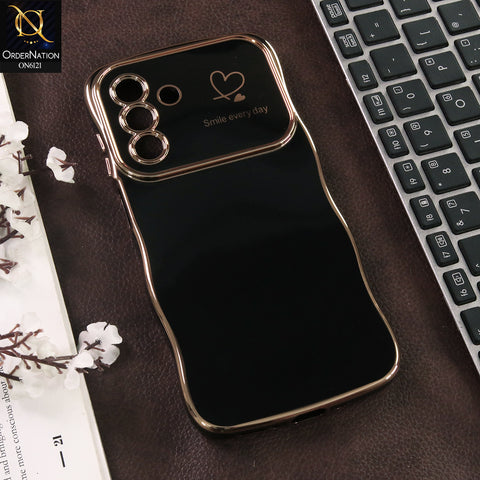 Samsung Galaxy A56 Cover - Black - Luxury Electroplated Heart Design Glossy Shockproof Phone Case with Camera Lens Protection