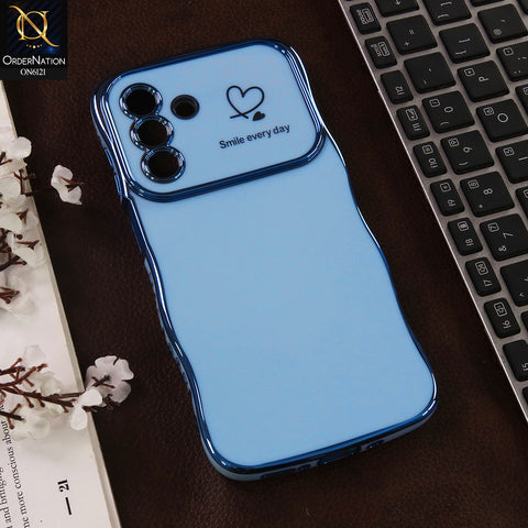 Samsung Galaxy A36 Cover - Blue - Luxury Electroplated Heart Design Glossy Shockproof Phone Case with Camera Lens Protection