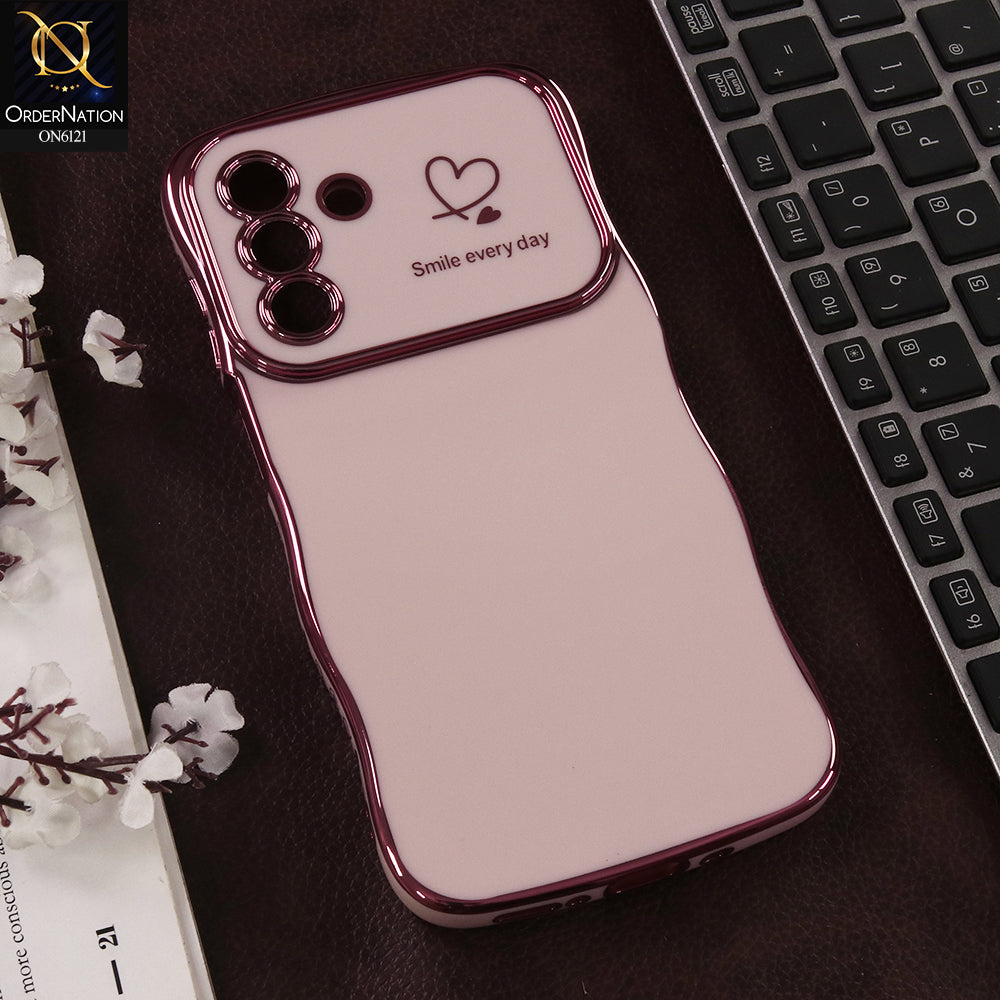 Samsung Galaxy A36 Cover - Light Pink - Luxury Electroplated Heart Design Glossy Shockproof Phone Case with Camera Lens Protection