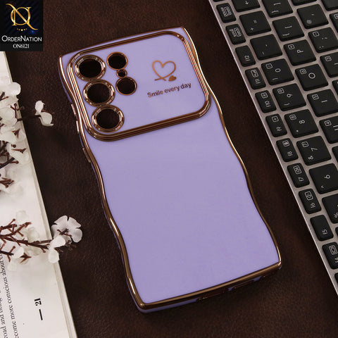 Samsung Galaxy S23 Ultra Cover - Purple - Luxury Electroplated Heart Design Glossy Shockproof Phone Case with Camera Lens Protection