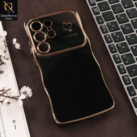Samsung Galaxy S26 Ultra Cover - Black - Luxury Electroplated Heart Design Glossy Shockproof Phone Case with Camera Lens Protection