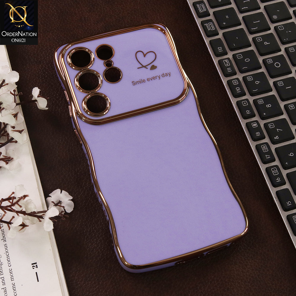 Samsung Galaxy S26 Ultra Cover - Purple - Luxury Electroplated Heart Design Glossy Shockproof Phone Case with Camera Lens Protection