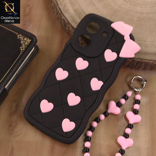 Xiaomi Redmi A5 4G Cover  - Black - 3D Pink Heart with Bow-Knot Design Soft Protective Case With Phone Charm