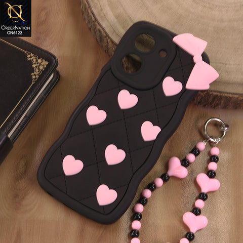 Xiaomi Redmi A5 4G Cover  - Black - 3D Pink Heart with Bow-Knot Design Soft Protective Case With Phone Charm