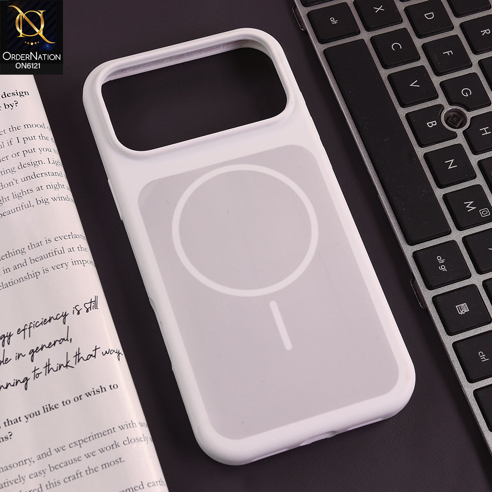iPhone 17 Pro Max Cover - White - Premium Magnetic Frosted Matte Phone Case with Shockproof Protection & Wireless Charging Compatible